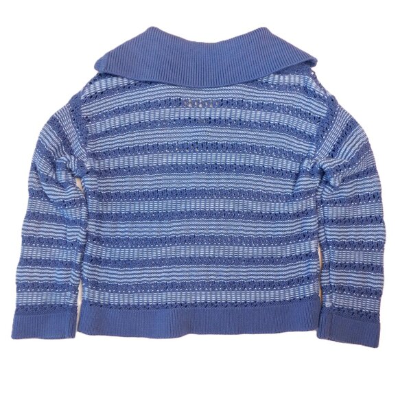 525 Rachel Sailor Open Stitch Pullover Sweater | Forever Blue Multi | NWOT | M? - Picture 8 of 9
